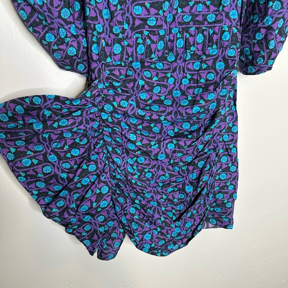 RHODE Pia Blue & Purple Watermelon Floral Puff Sleeve Mini Dress - Picture 7 of 10